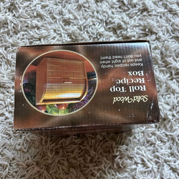 NIB Vintage Wood Recipe Box Roll Top Style Mid Century - Picture 2 of 9